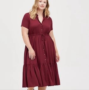 Torrid Burgundy Tiered Dress
